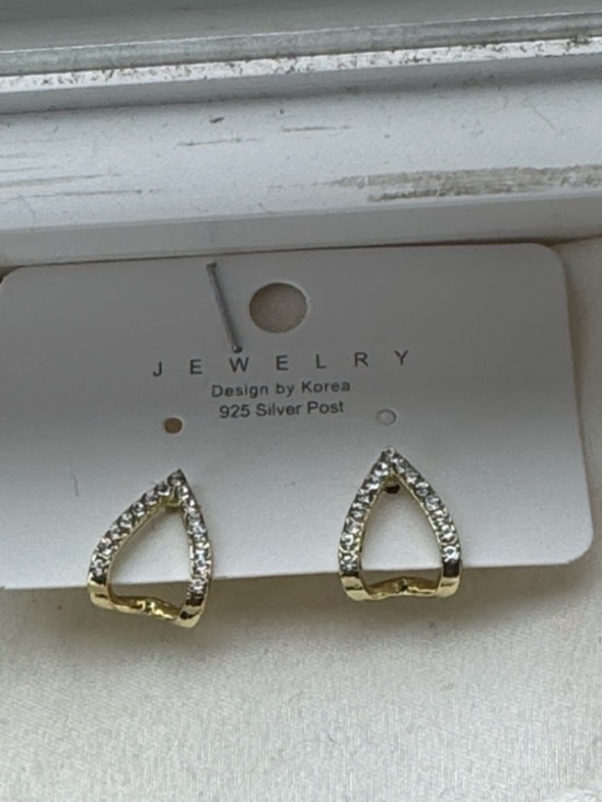 Gold Teardrop Crystal Stud/Huggies Earrings - Picture 2 of 3